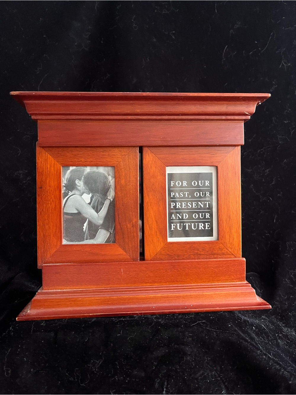 Wooden Double Frame Mantel Display in Red-Brown